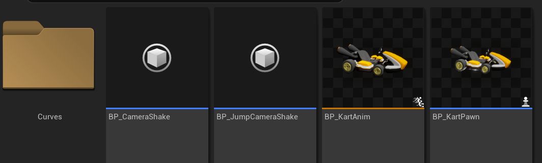 The plugin's Content folder in the Unreal content browser, with BP_KartPawn selected